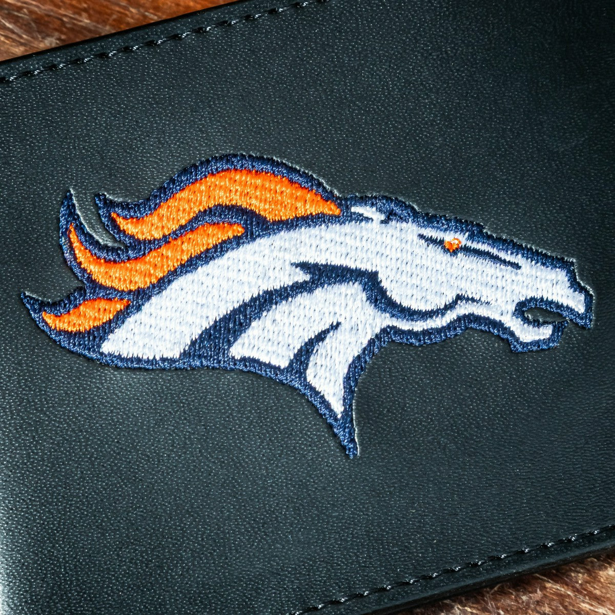 Denver Broncos Black Bi-Fold Embroidered Wallet w/ RFID Blocking