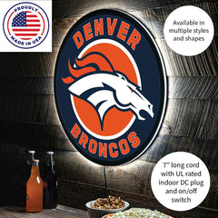 LED Wall Decor, Round, Denver Broncos