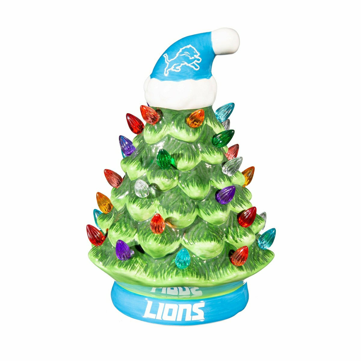 8" LED Ceramic Christmas Tree, Detroit Lions