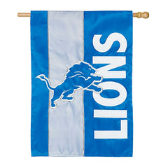 Double-Sided Embellished NFL Team Pride Applique House Flag, Detroit L