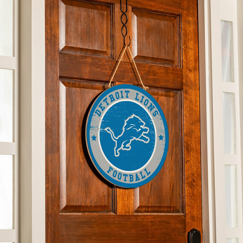 Detroit Lions Round Door Décor with Hanging Rope, 18x18