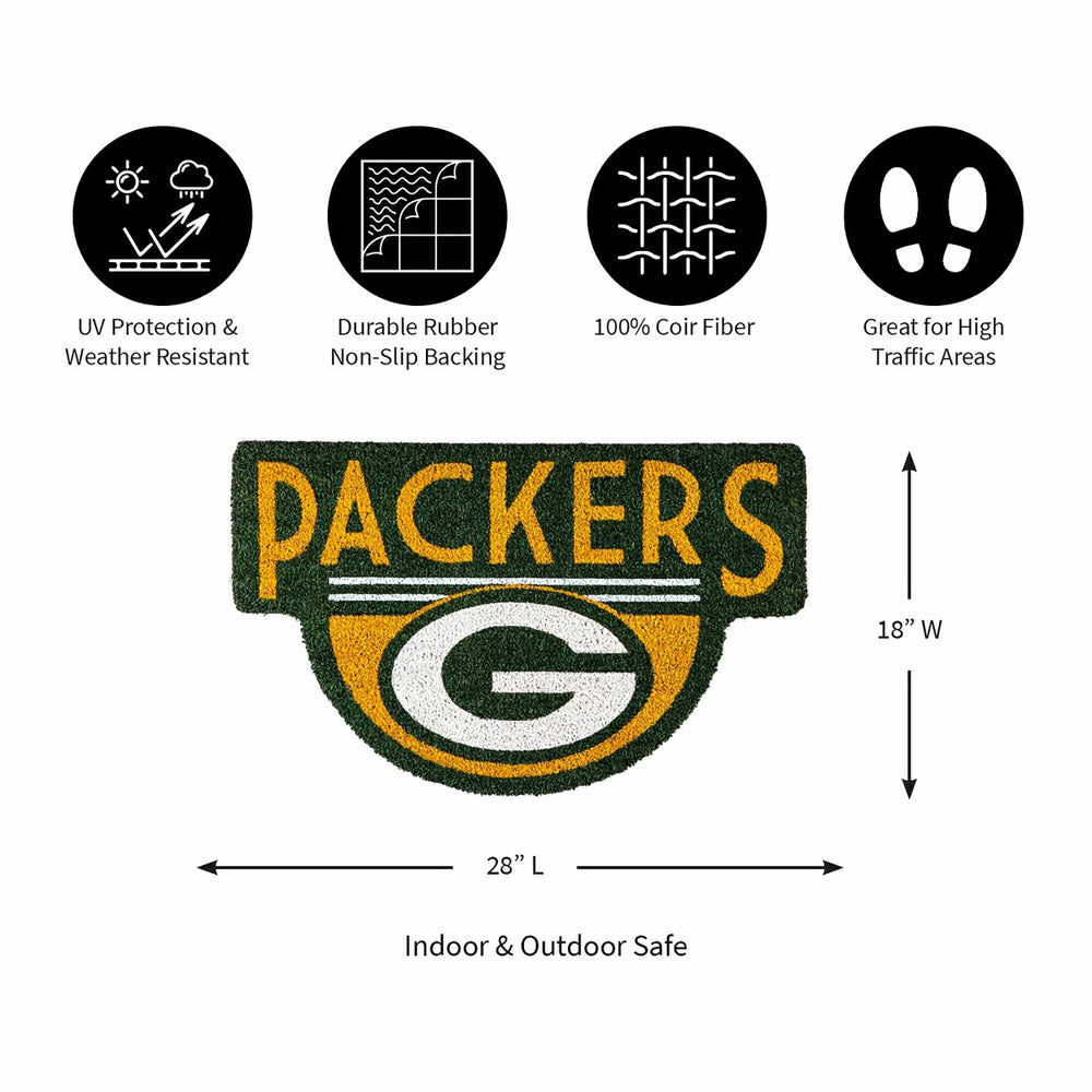 NFL Shaped Coir Door Mat, Packers