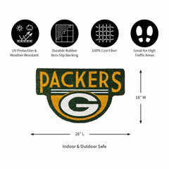 NFL Shaped Coir Door Mat, Packers