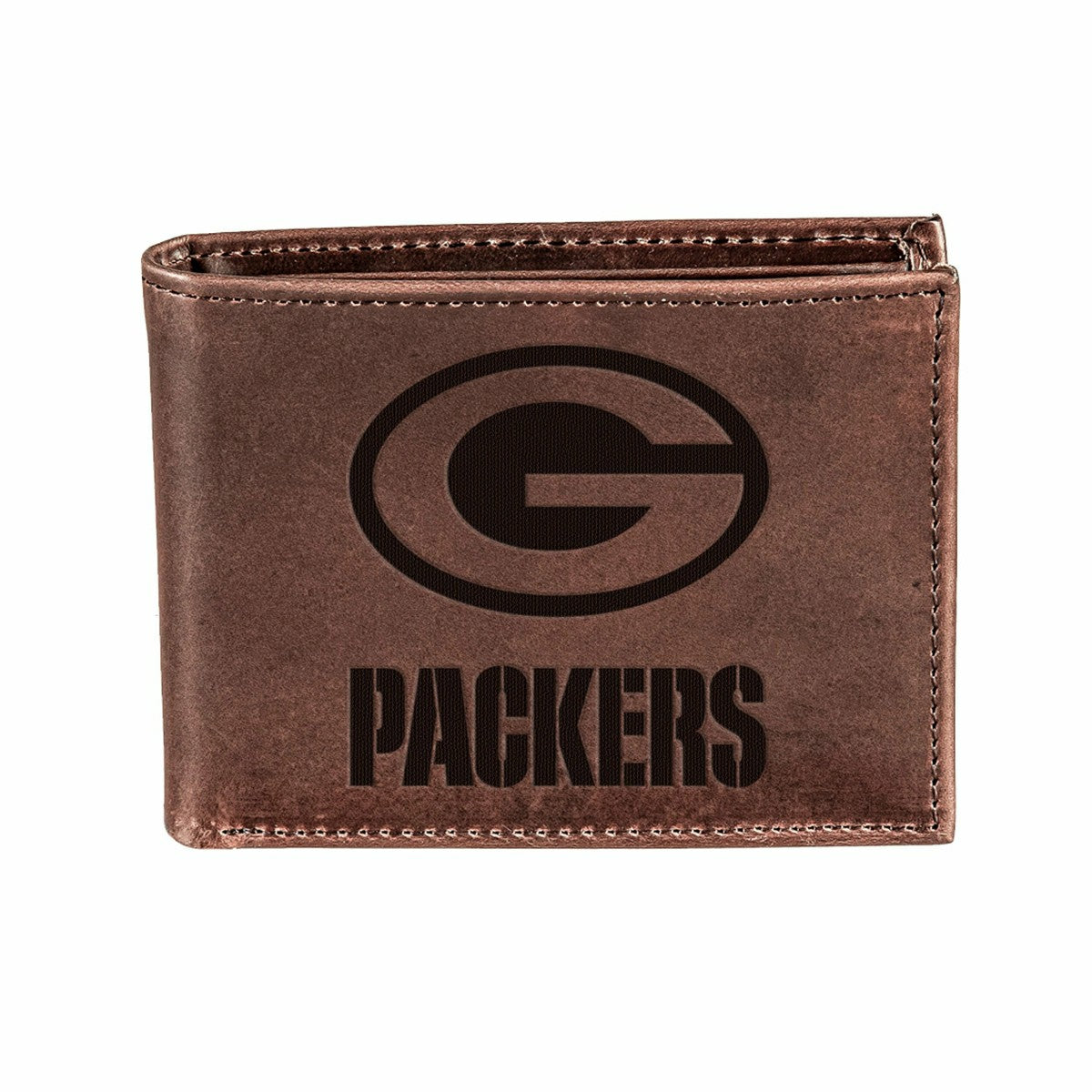 Green Bay Packers, Bi-Fold Wallet, Brown, CH, 100% Genuine Leather