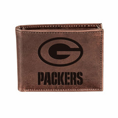 Green Bay Packers, Bi-Fold Wallet, Brown, CH, 100% Genuine Leather