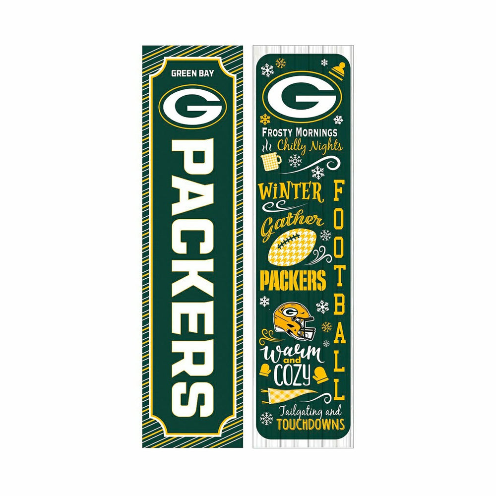 46" Double Sided Leaner, Green Bay Packers, Winter Seasonal