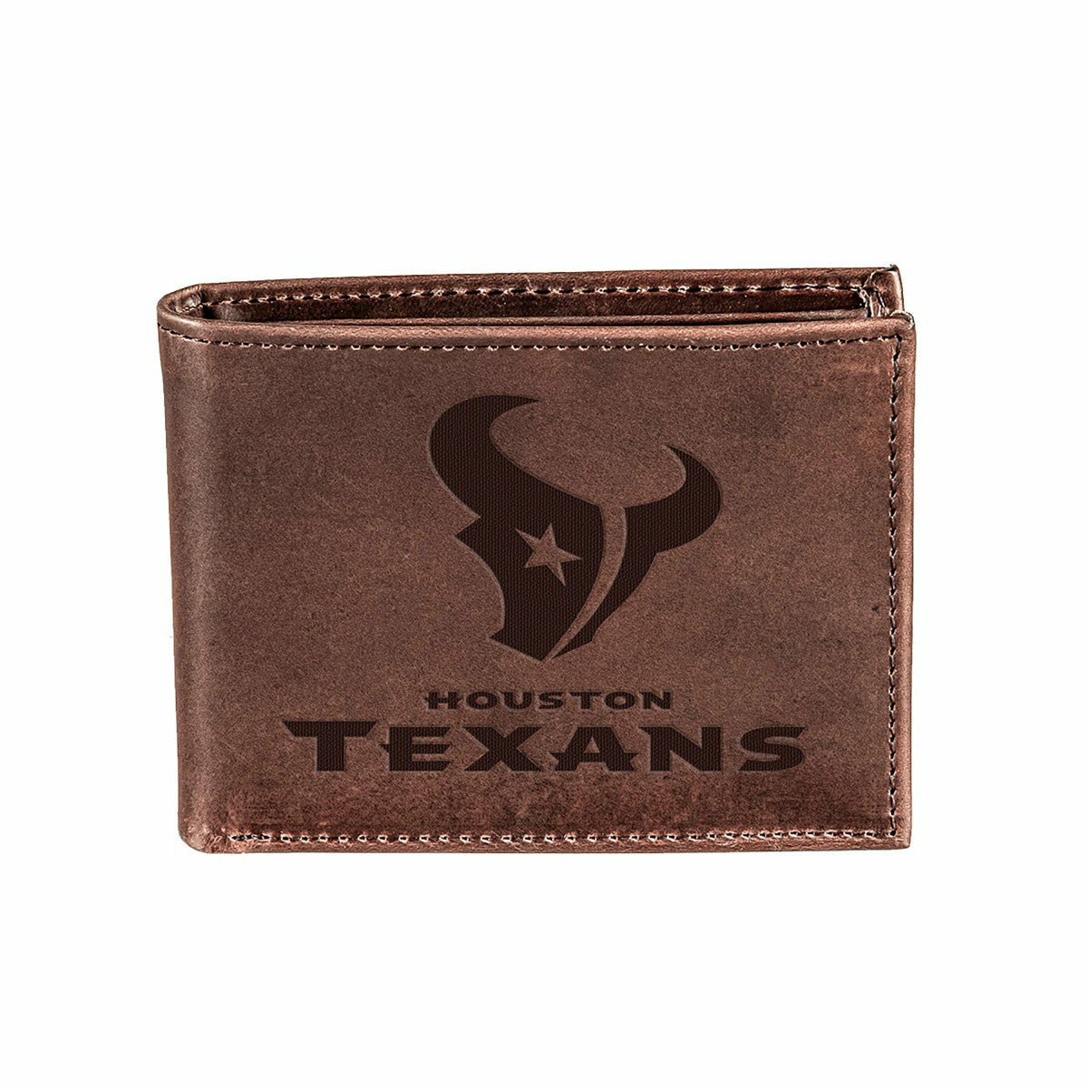 Houston Texans, Bi-Fold Wallet, Brown, CH, 100% Genuine Leather