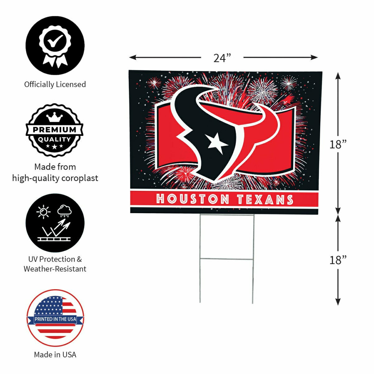 Houston Texans Yard Sign, Patriotic
