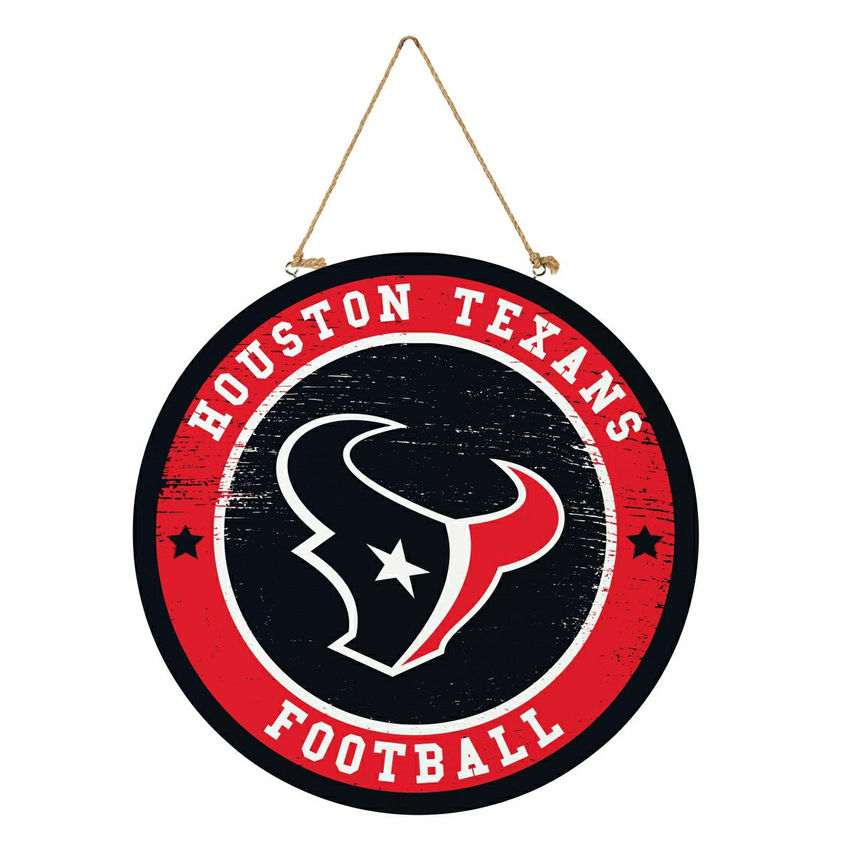 Houston Texans Round Door Décor with Hanging Rope, 18x18