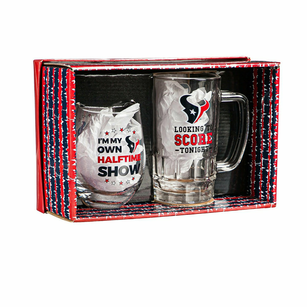 Houston Texans, Stemless 17OZ Wine & Beer 16 OZ Gift Set