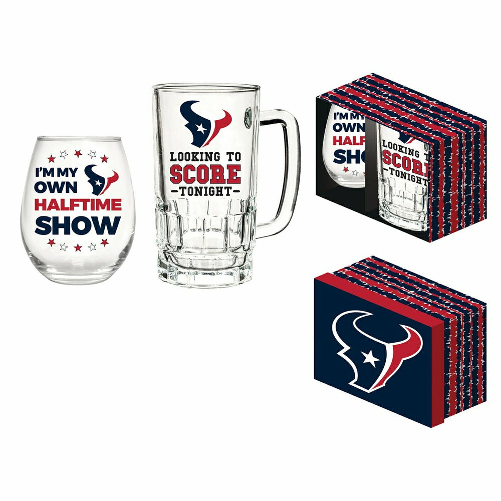 Houston Texans, Stemless 17OZ Wine & Beer 16 OZ Gift Set