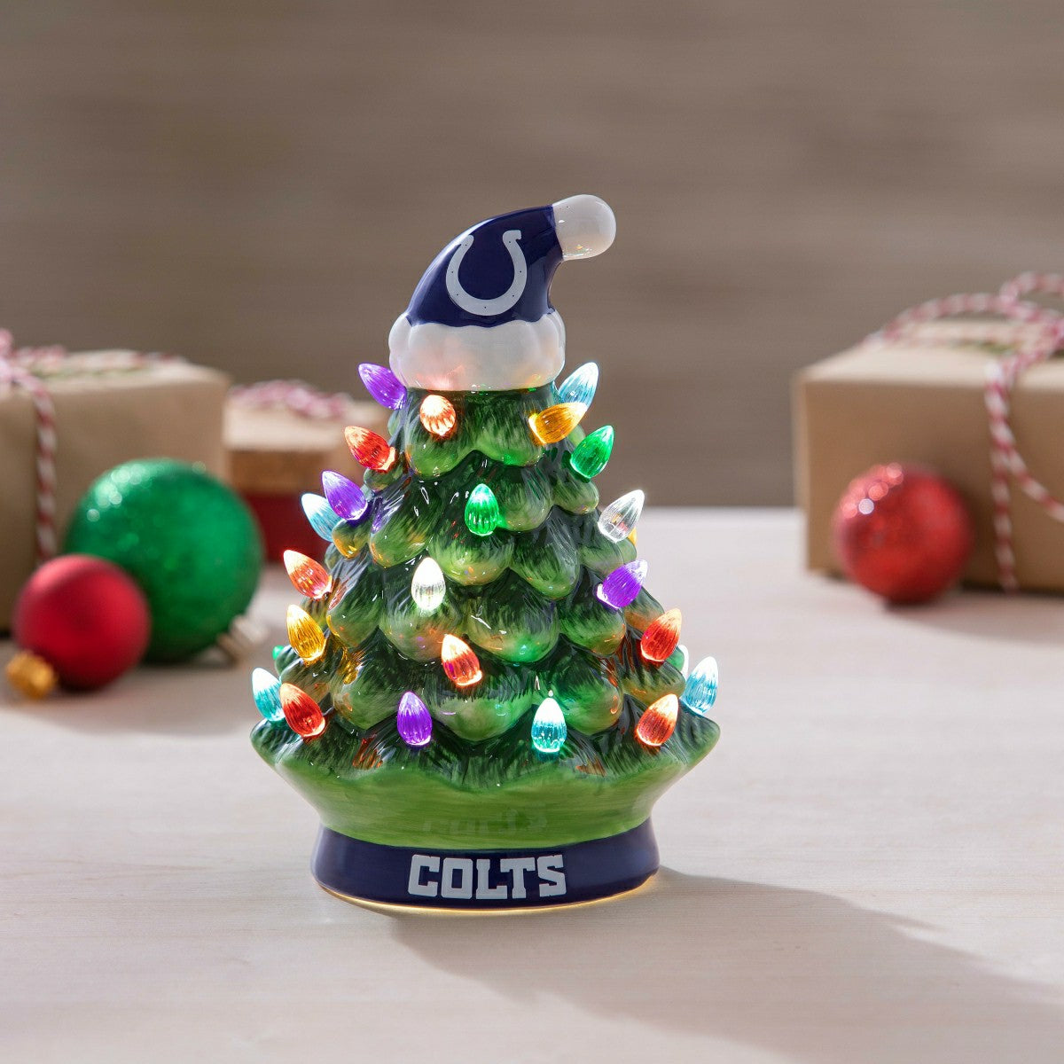 8" LED Ceramic Christmas Tree, Indianapolis Colts