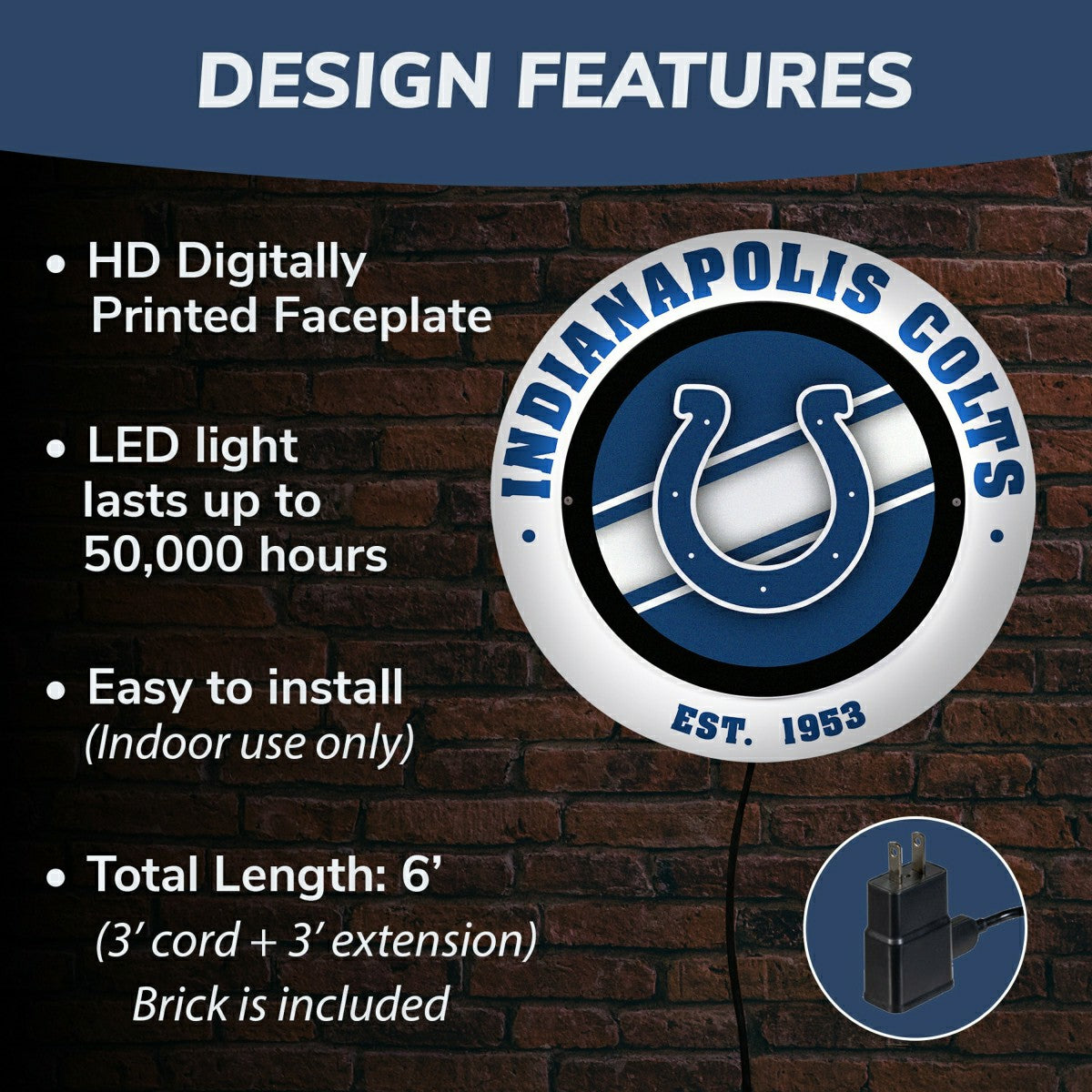 Indianapolis Colts, Metal Lite, Round