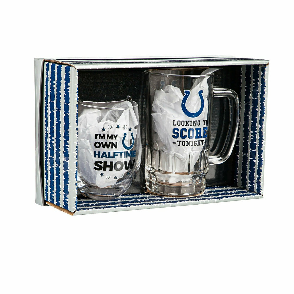 Indianapolis Colts, Stemless 17OZ Wine & Beer 16 OZ Gift Set
