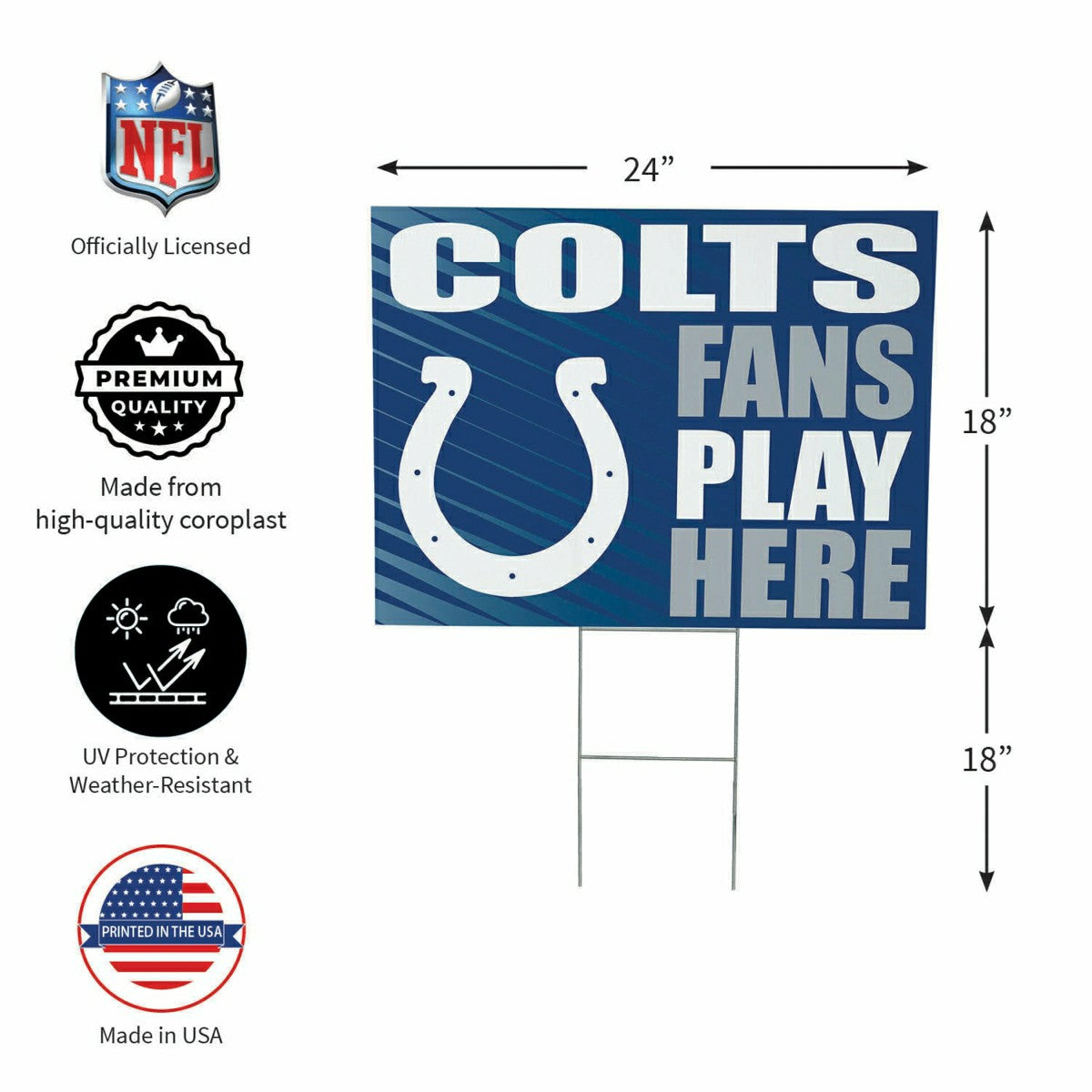 Indianapolis Colts Coroplast Yard Sign "Fans Play Here"