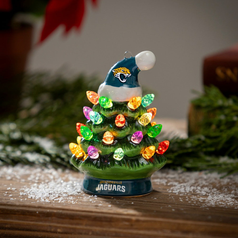 4" Mini LED Tabletop Christmas Tree, Set of 2, Jacksonville Jaguars