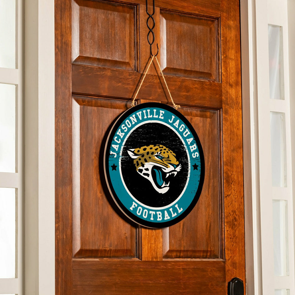 Jacksonville Jaguars Round Door Décor with Hanging Rope, 18x18
