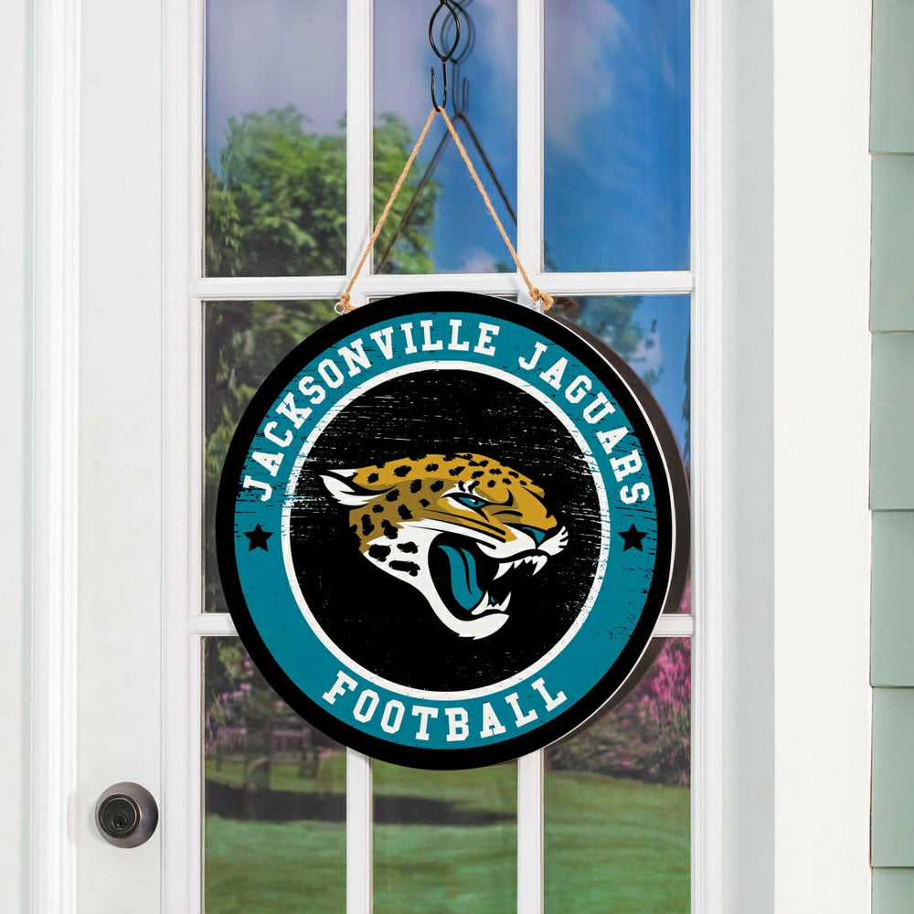 Jacksonville Jaguars Round Door Décor with Hanging Rope, 18x18