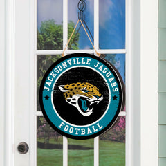 Jacksonville Jaguars Round Door Décor with Hanging Rope, 18x18