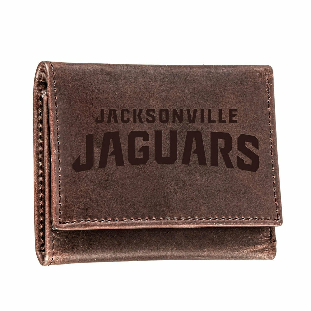 Jacksonville Jaguars, Tri-Fold Wallet, Brown, CH, 100% Genuine Leather