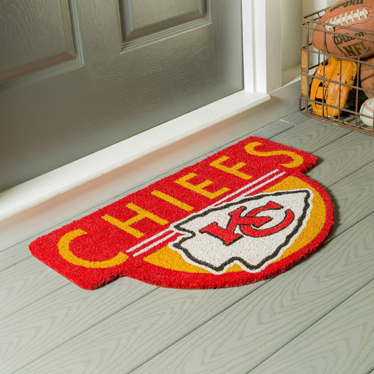 NFL Shaped Coir Door Mat, Chiefs