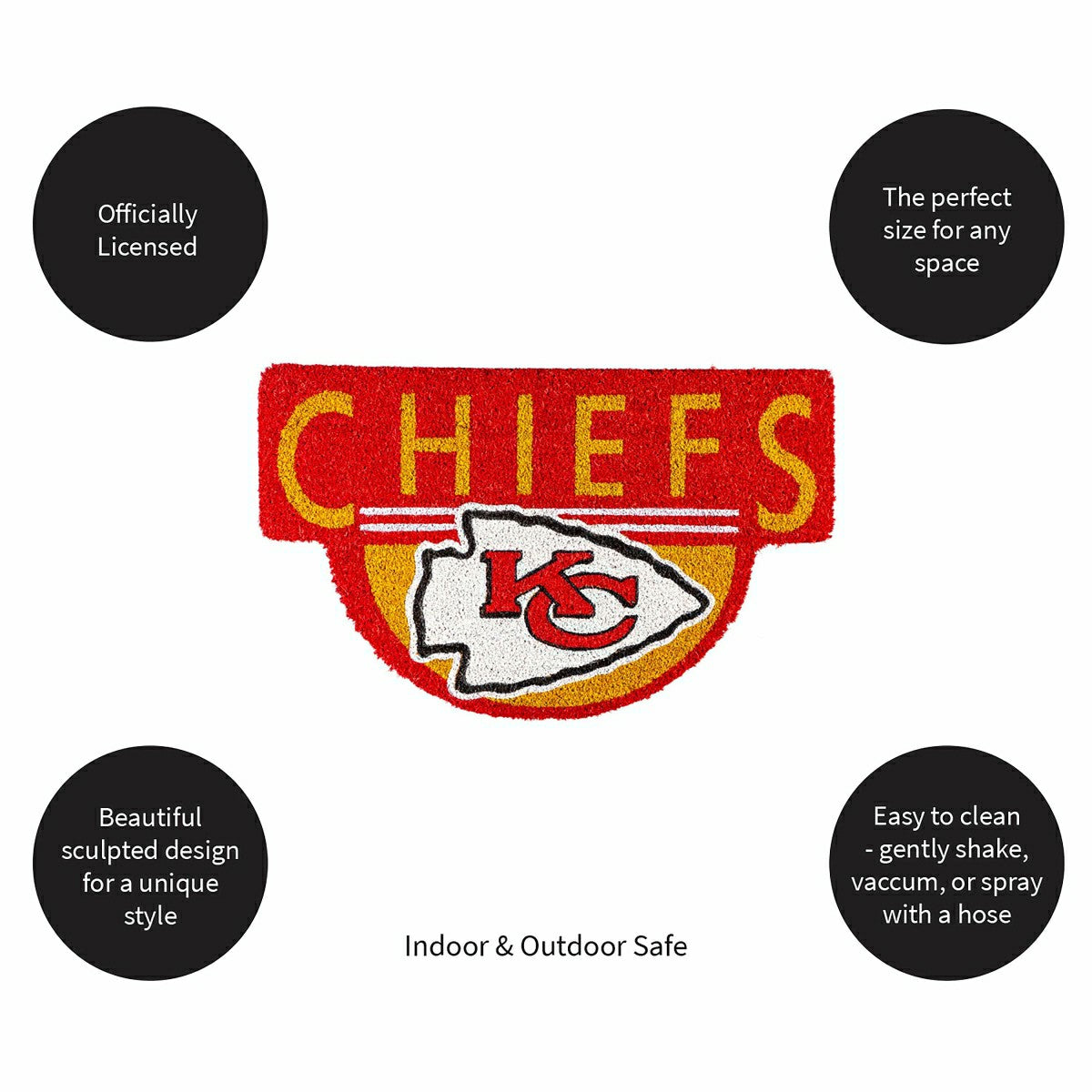 NFL Shaped Coir Door Mat, Chiefs