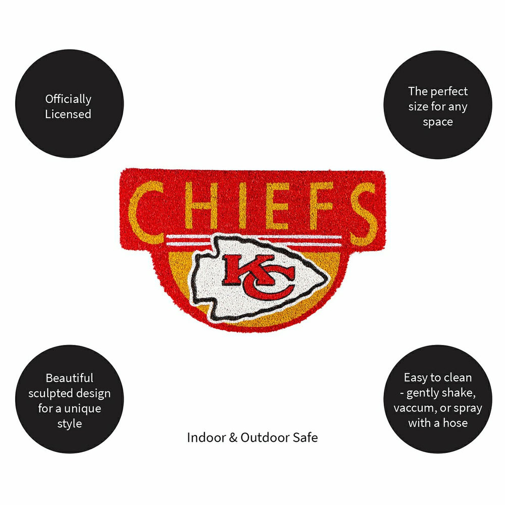 NFL Shaped Coir Door Mat, Chiefs