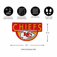 NFL Shaped Coir Door Mat, Chiefs