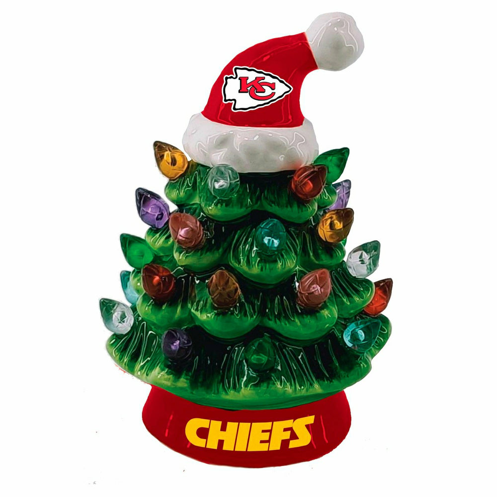 4" Mini LED Tabletop Christmas Tree, Set of 2, Kansas City Chiefs