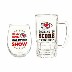 Kansas City Chiefs, Stemless 17OZ Wine & Beer 16 OZ Gift Set