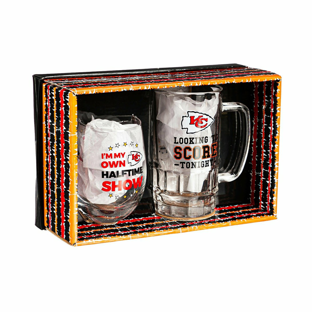 Kansas City Chiefs, Stemless 17OZ Wine & Beer 16 OZ Gift Set