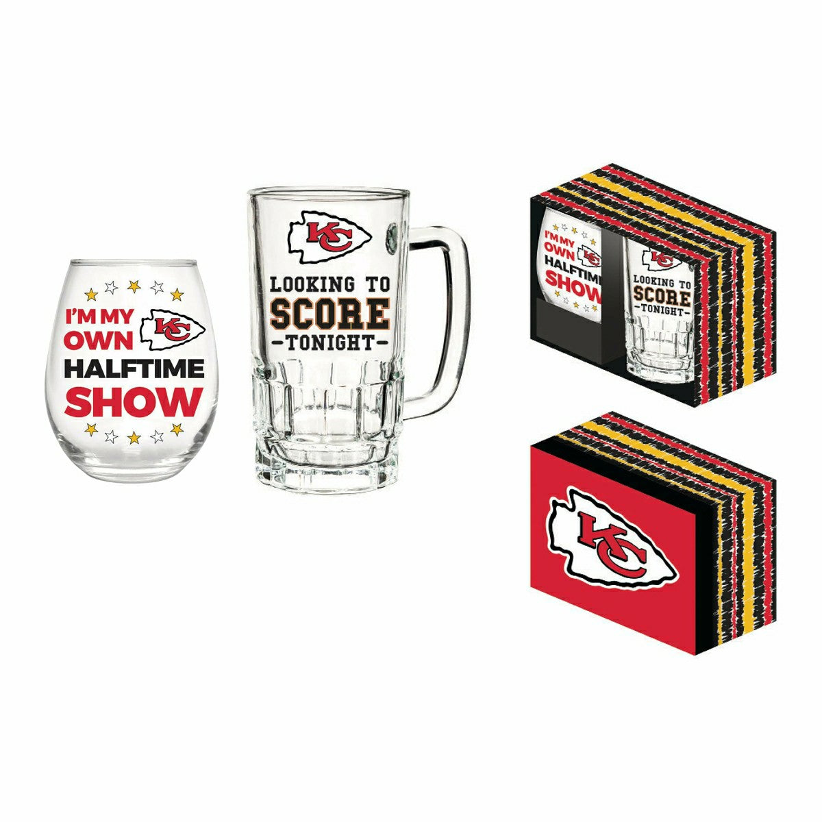 Kansas City Chiefs, Stemless 17OZ Wine & Beer 16 OZ Gift Set