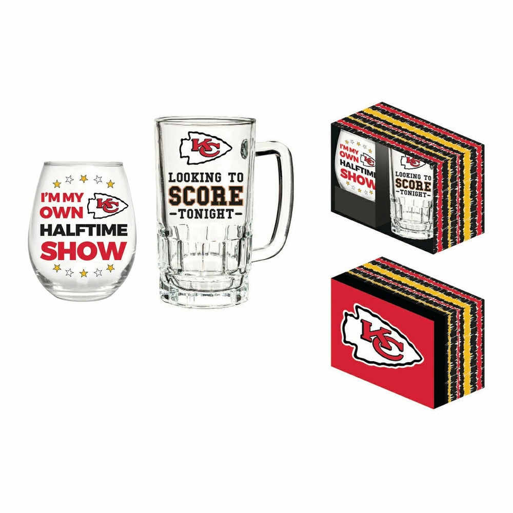 Kansas City Chiefs, Stemless 17OZ Wine & Beer 16 OZ Gift Set