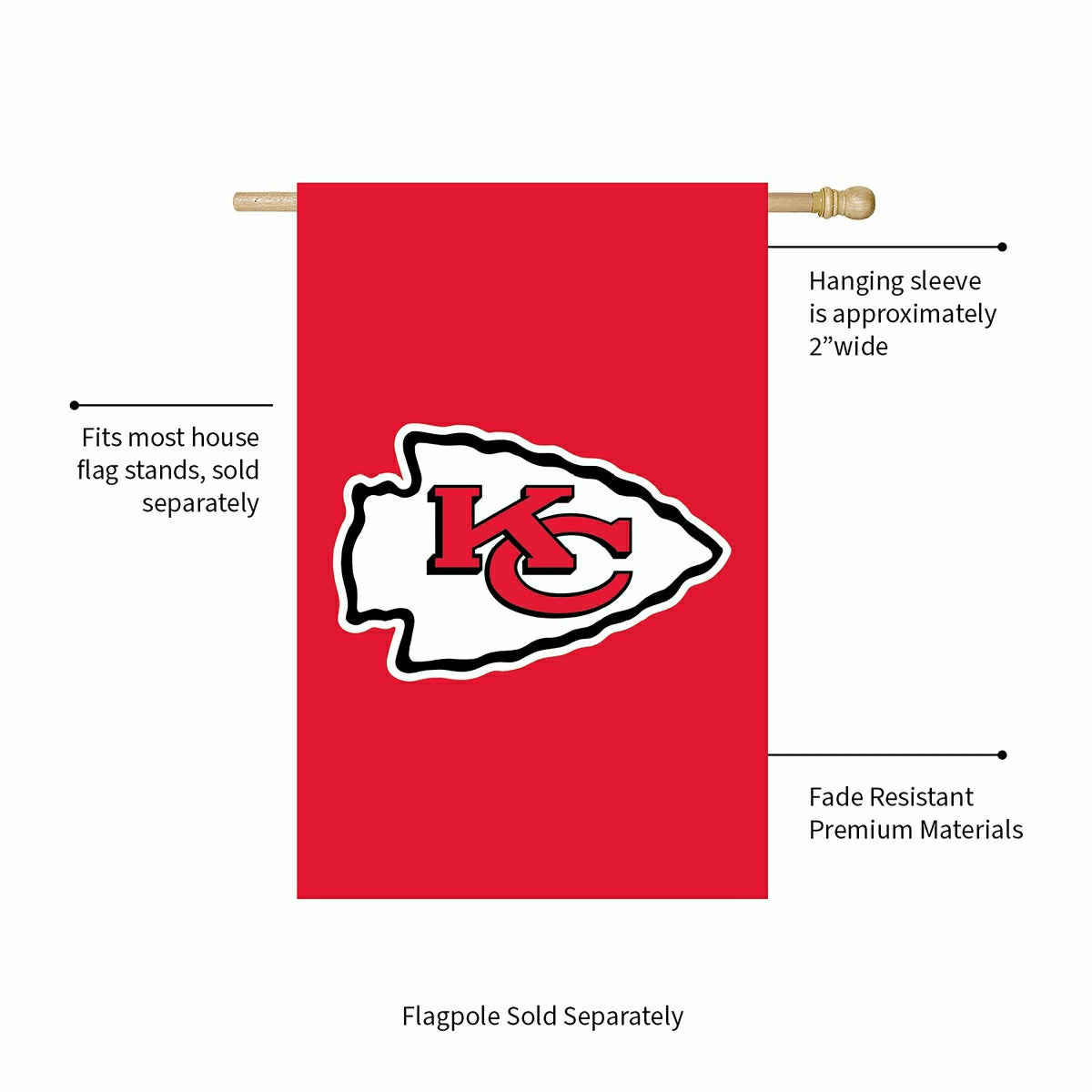 Kansas City Chiefs Applique House Flag