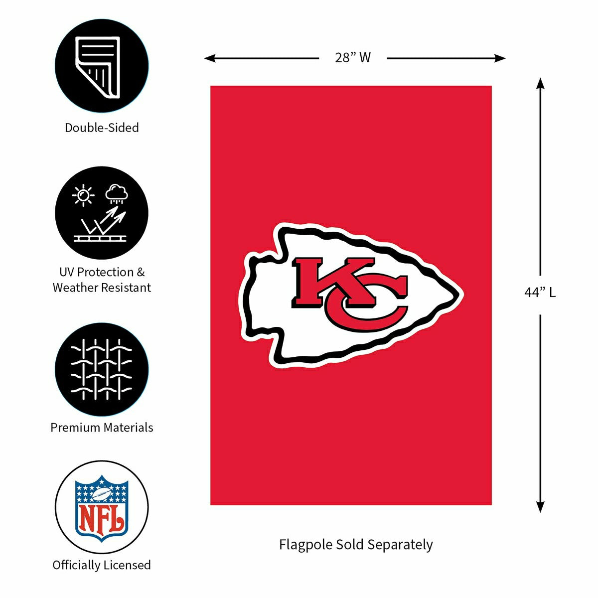 Kansas City Chiefs Applique House Flag