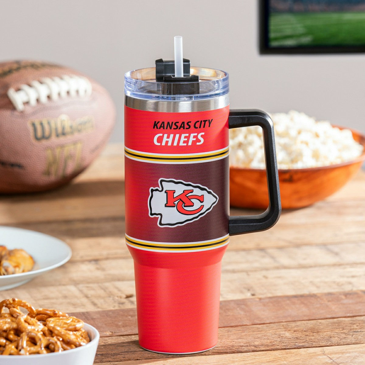 40oz Stainless Steel Canyon Cup w/ Straw, Kansas City Chiefs