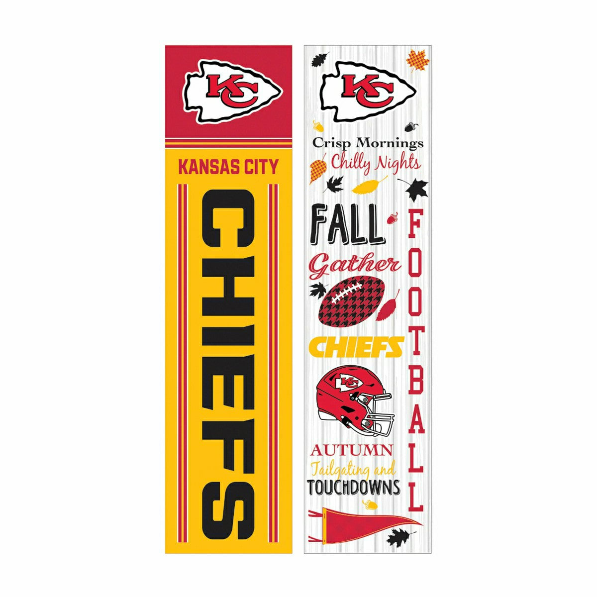 46" Double Sided Leaner, Kansas City Chiefs, Fall Seasonal