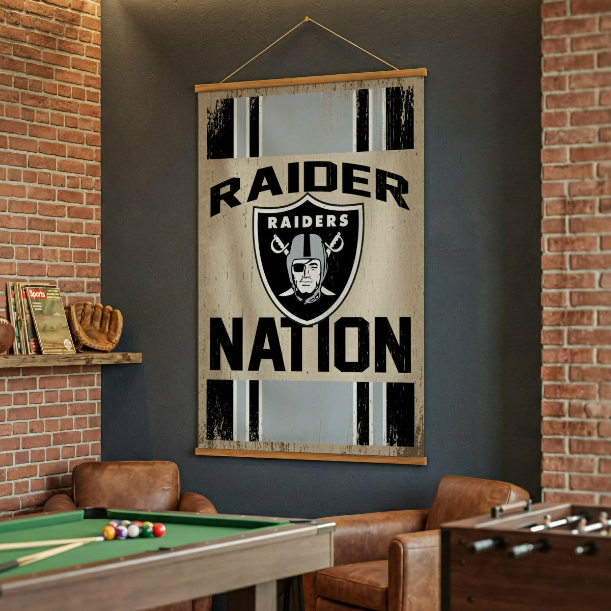 Las Vegas Raiders, Canvas Wall Tapestry, Large, 54x36