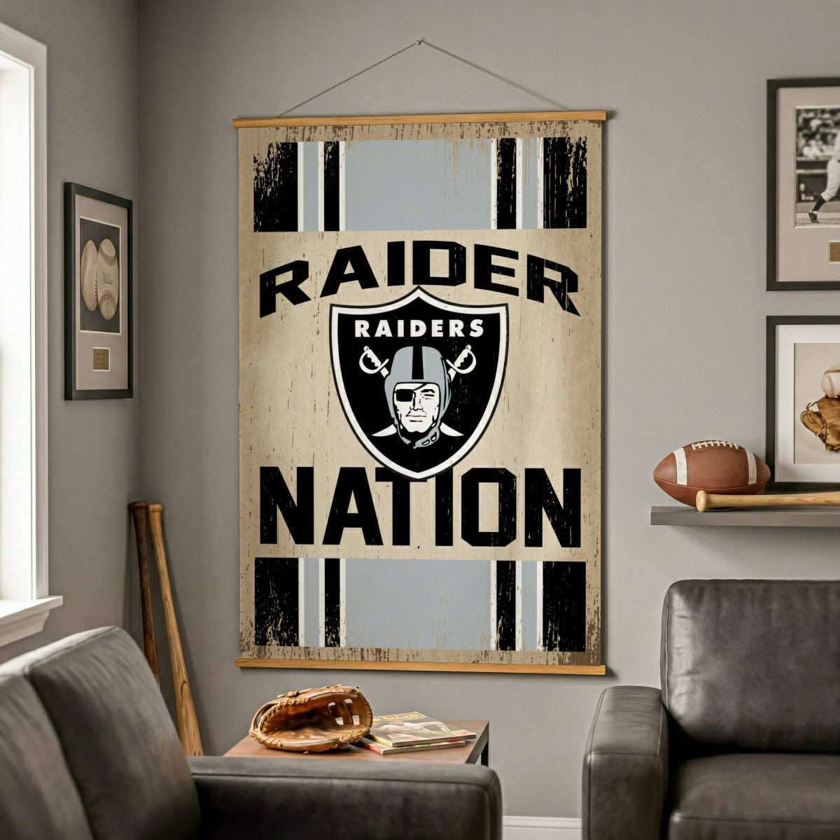 Las Vegas Raiders, Canvas Wall Tapestry, Large, 54x36