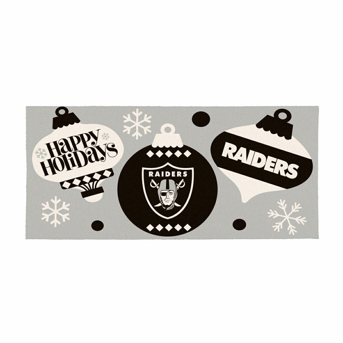 Las Vegas Raiders Holiday Flocked Coir Sassafras Switch Mat, 22"x10"