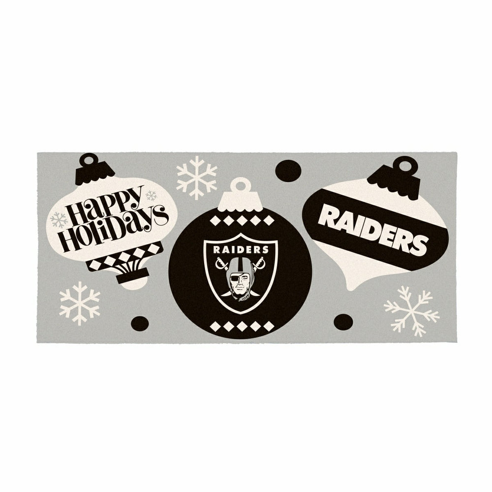 Las Vegas Raiders Holiday Flocked Coir Sassafras Switch Mat, 22"x10"