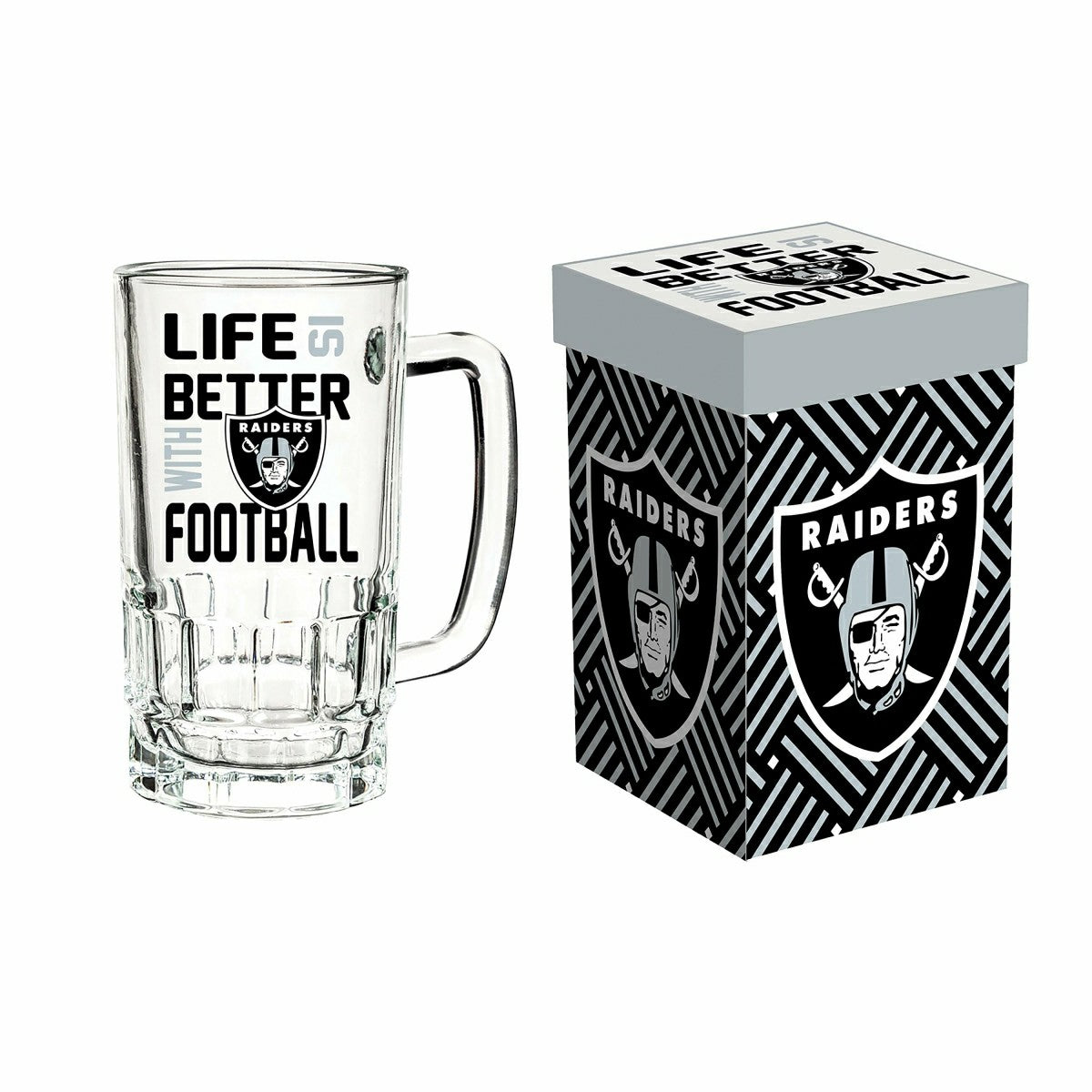 Glass Tankard Cup, with Gift Box, Las Vegas Raiders