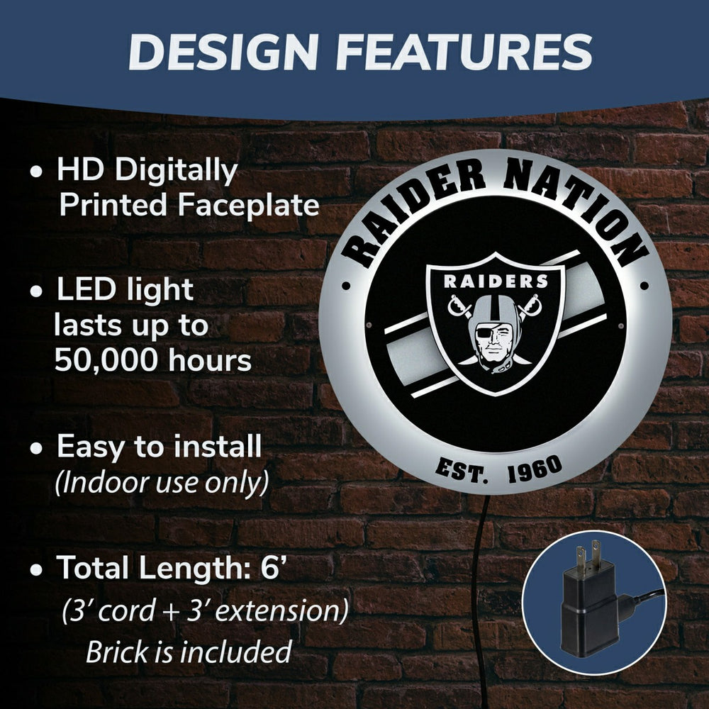 LAS VEGAS RAIDERS, Metal Lite, Round