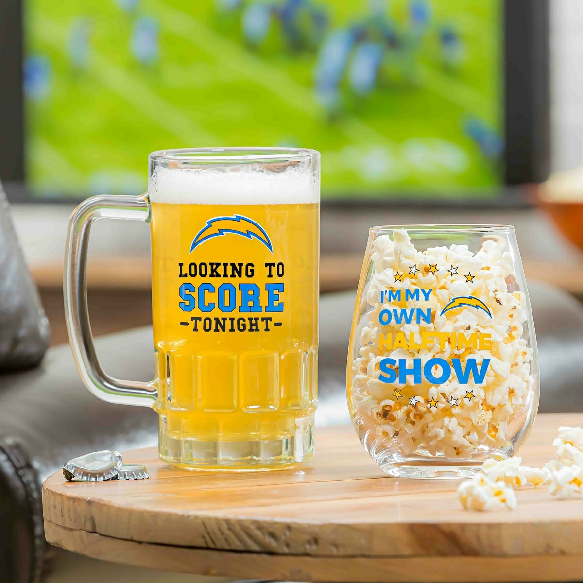 Los Angeles Chargers, Stemless 17OZ Wine & Beer 16 OZ Gift Set