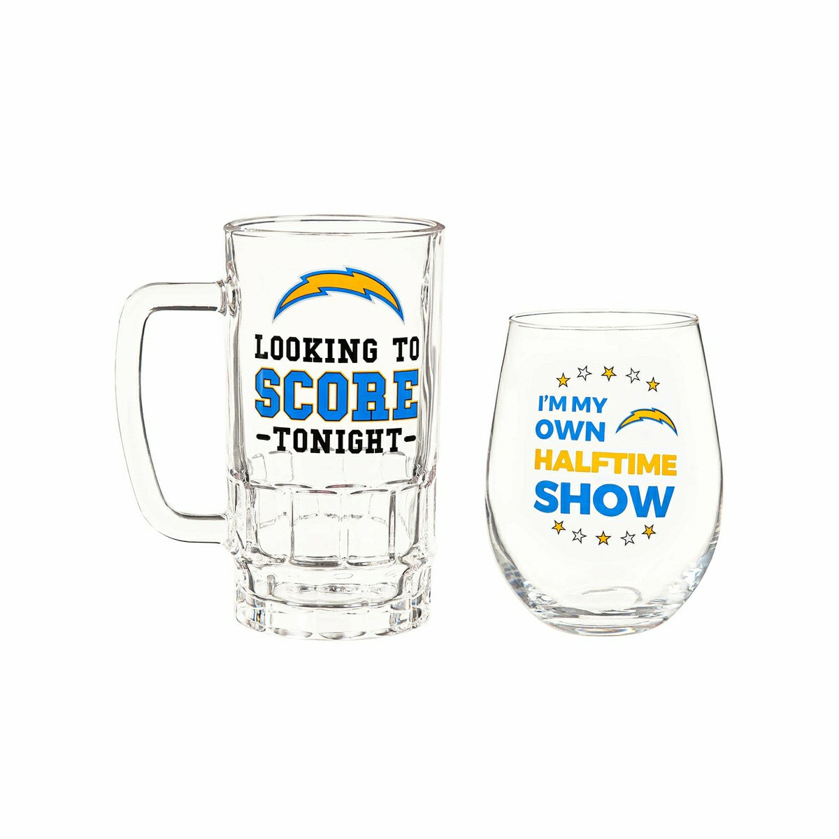 Los Angeles Chargers, Stemless 17OZ Wine & Beer 16 OZ Gift Set