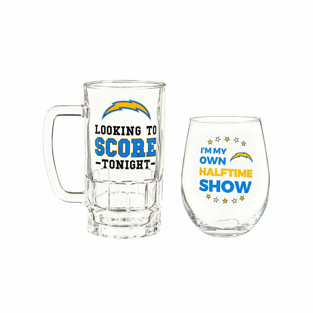 Los Angeles Chargers, Stemless 17OZ Wine & Beer 16 OZ Gift Set