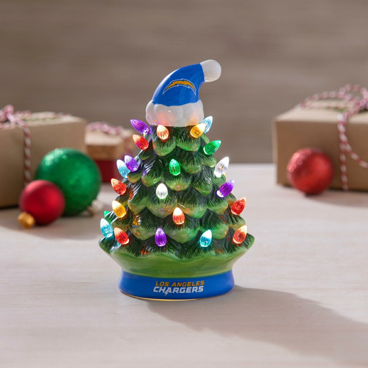 8" LED Ceramic Christmas Tree, Los Angeles Chargers