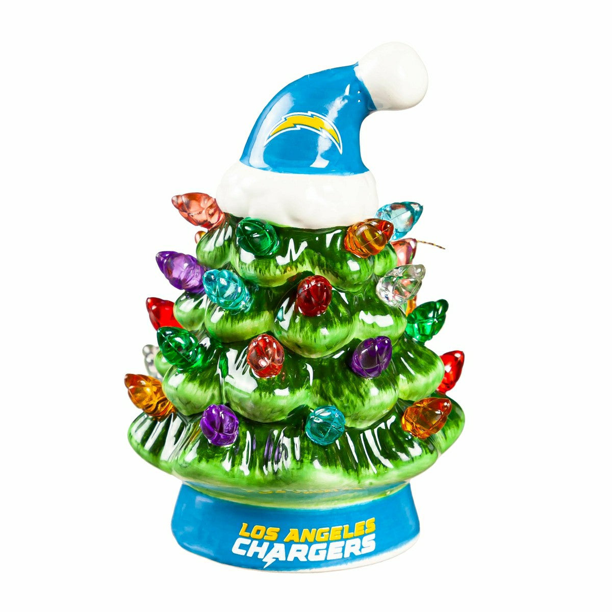 4" Mini LED Tabletop Christmas Tree, Set of 2, Los Angeles Chargers