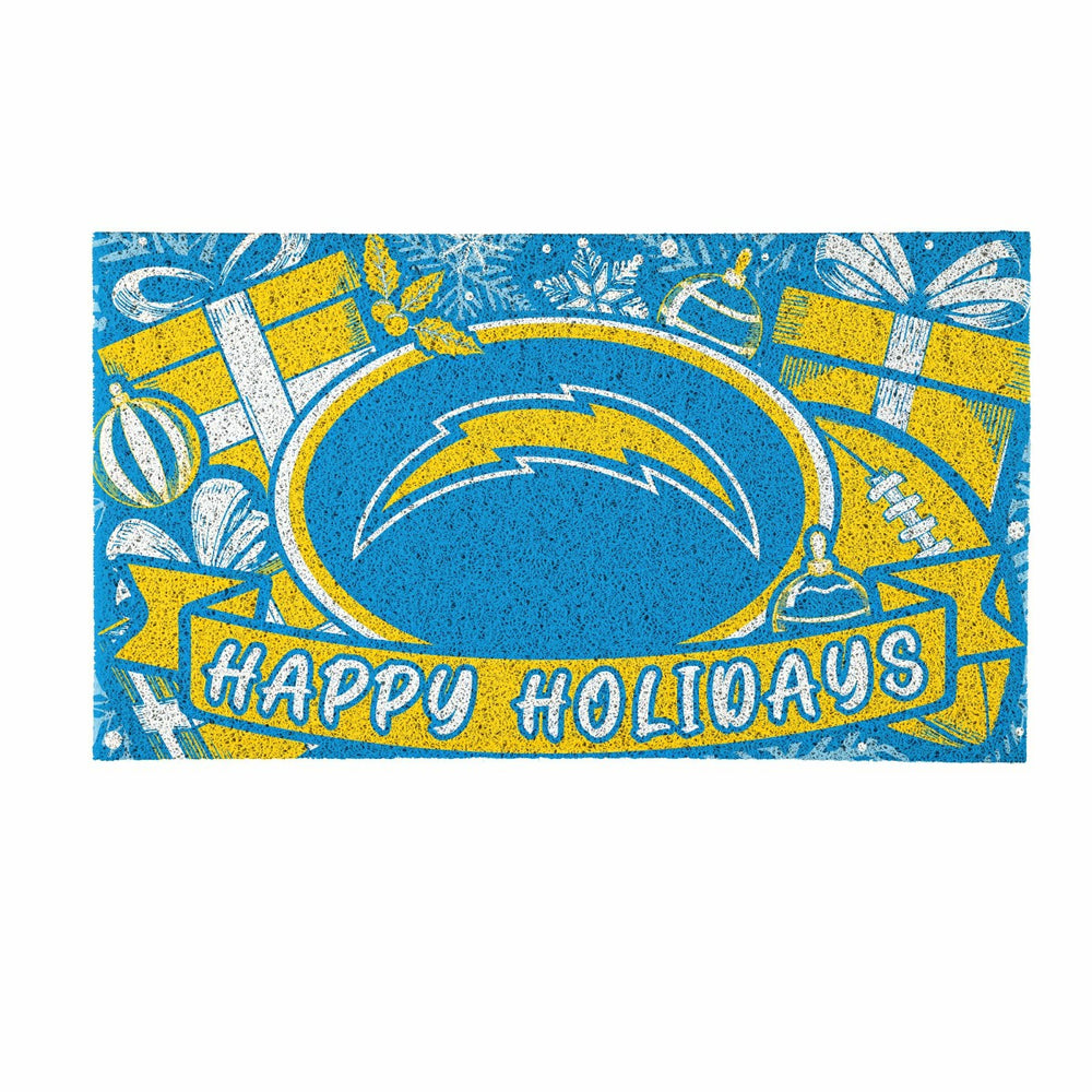 Los Angeles Chargers Holiday PVC Mat, 28"x16"