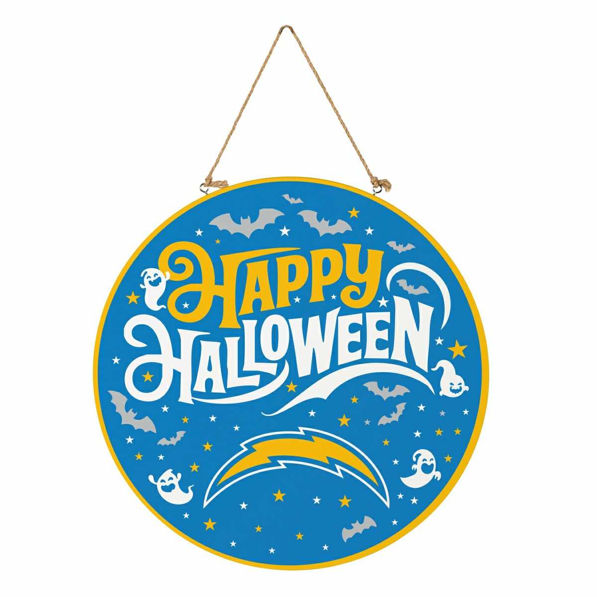 Los Angeles Chargers Halloween Round Door Décor with Hanging Rope, 18x